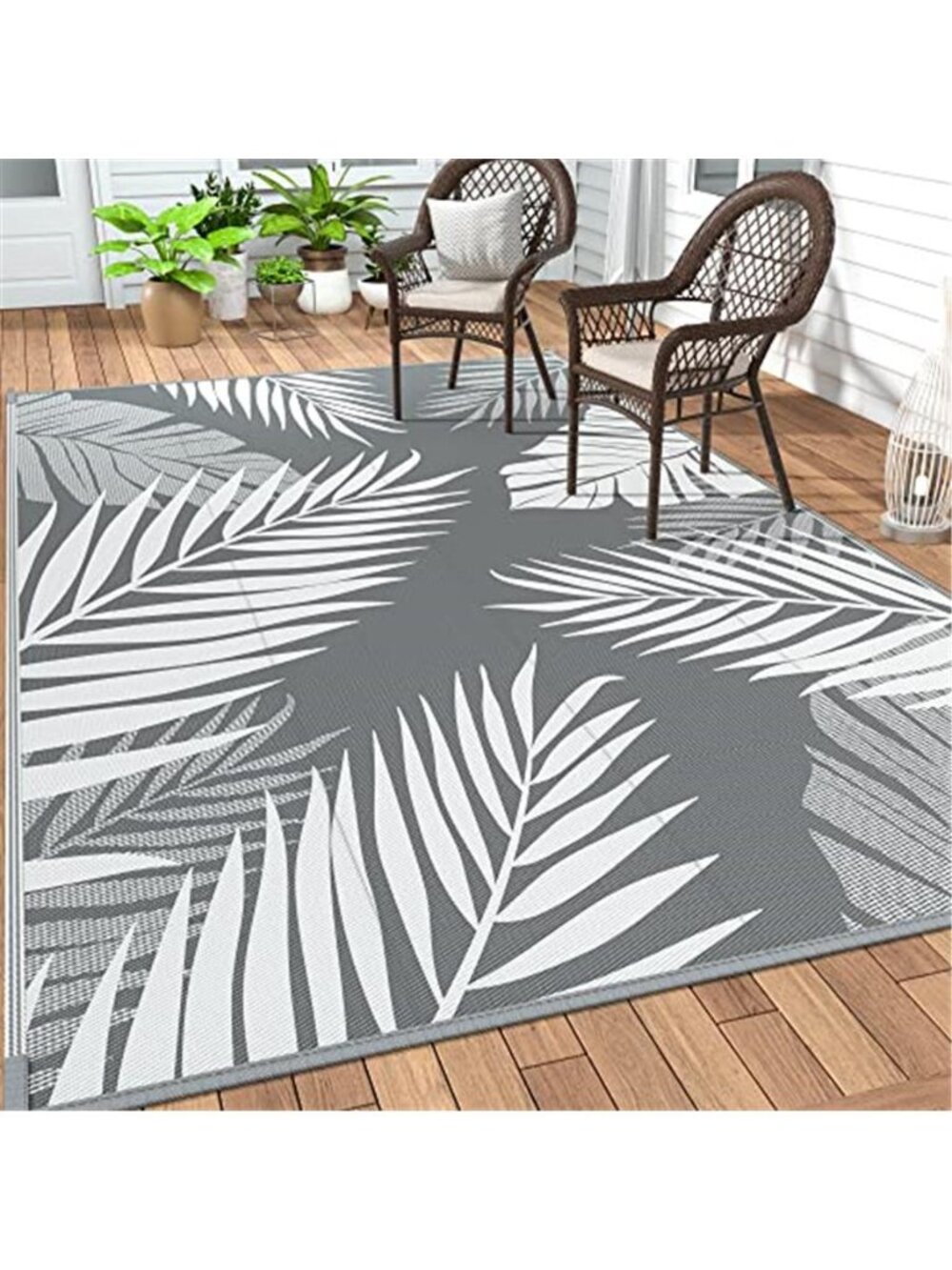 Outdoor Rug 5' x 8' Waterproof for Patios Clearance, Reversible Plastic Straw